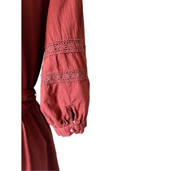 Evereve Midi Dress Belted size S Rust Brick brown - Picture 10 of 12